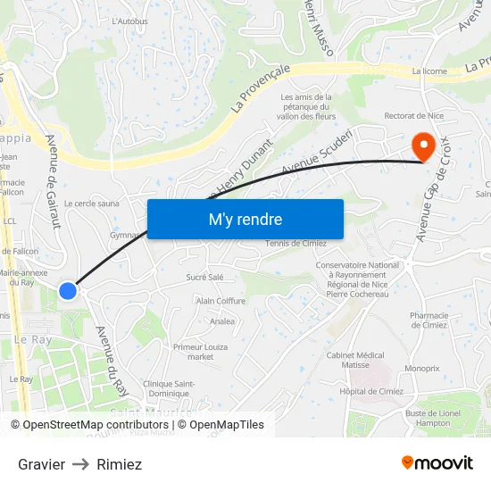 Gravier to Rimiez map