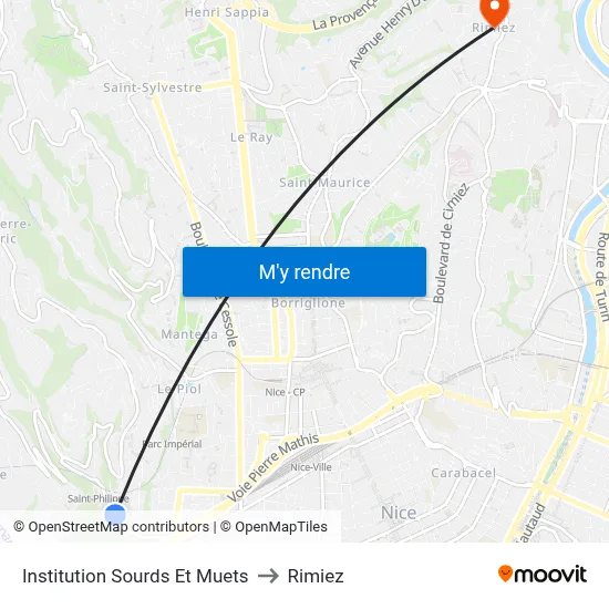 Institution Sourds Et Muets to Rimiez map
