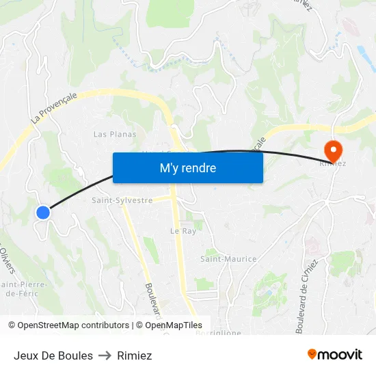 Jeux De Boules to Rimiez map