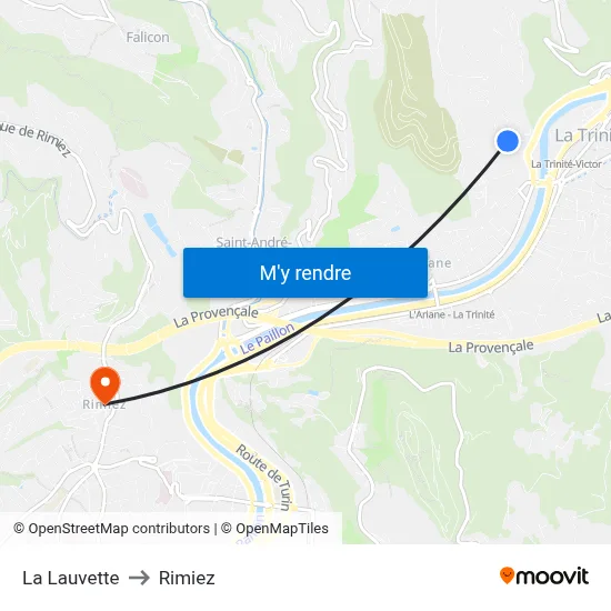 La Lauvette to Rimiez map