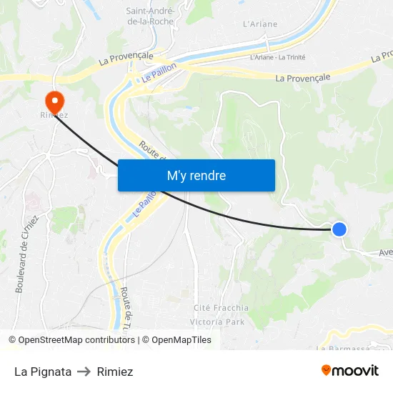 La Pignata to Rimiez map