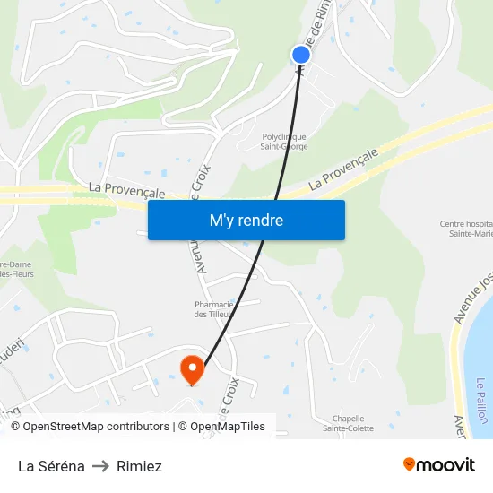 La Séréna to Rimiez map