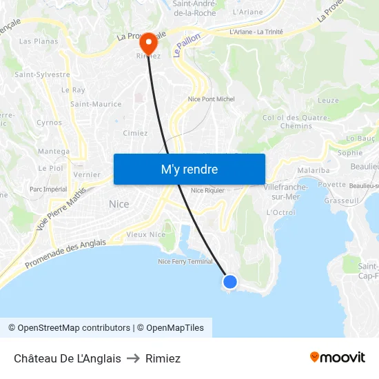 Château De L'Anglais to Rimiez map