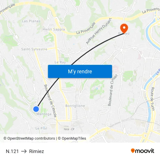 N.121 to Rimiez map