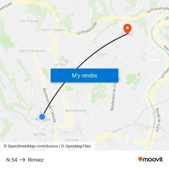 N.54 to Rimiez map