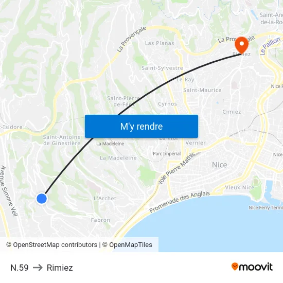 N.59 to Rimiez map