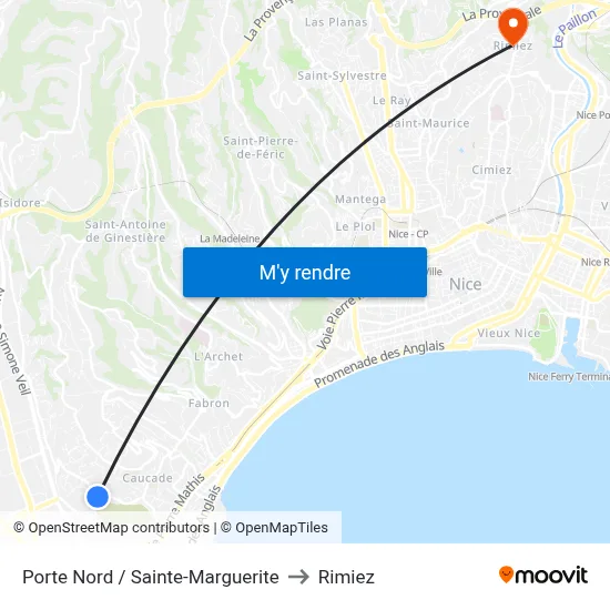 Porte Nord / Sainte-Marguerite to Rimiez map