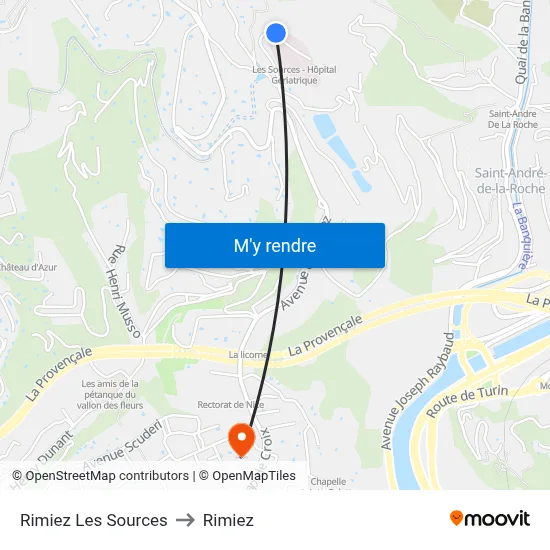 Rimiez Les Sources to Rimiez map