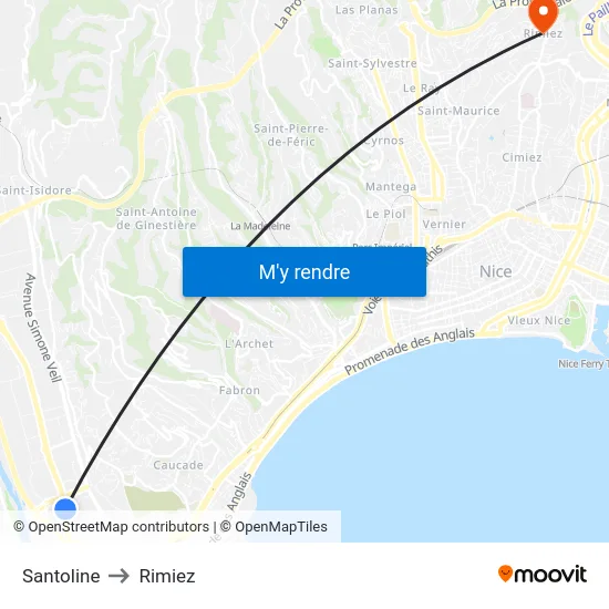 Santoline to Rimiez map