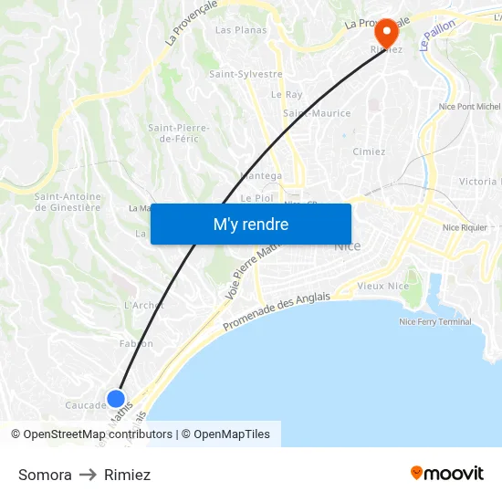 Somora to Rimiez map
