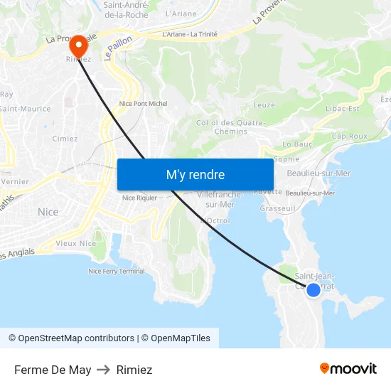 Ferme De May to Rimiez map