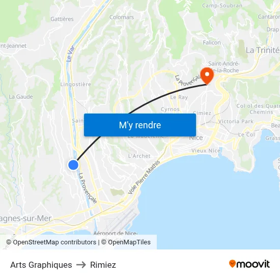 Arts Graphiques to Rimiez map