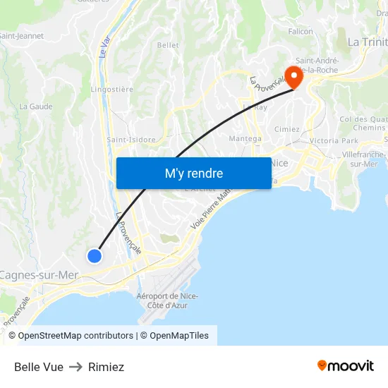 Belle Vue to Rimiez map