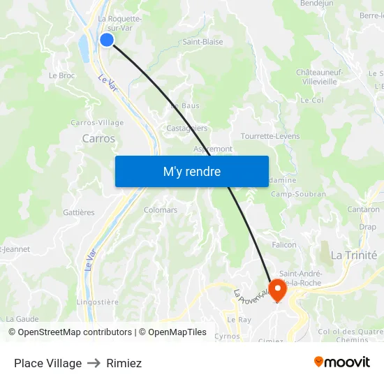 Place Village to Rimiez map