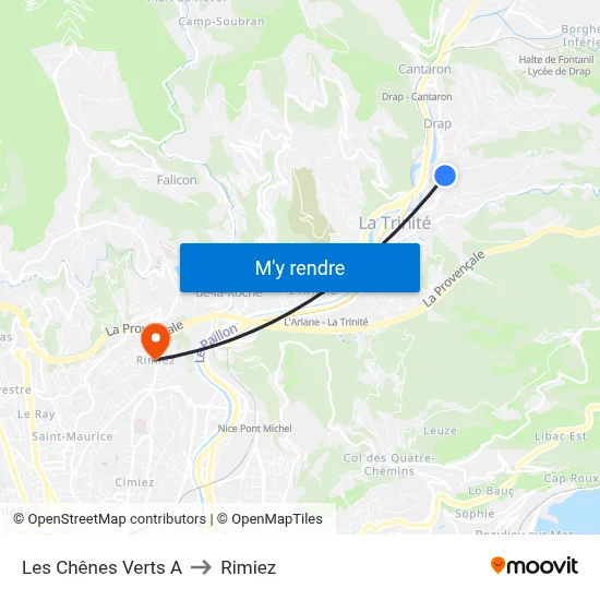 Les Chênes Verts A to Rimiez map