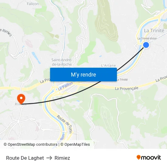 Route De Laghet to Rimiez map