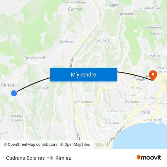 Cadrans Solaires to Rimiez map