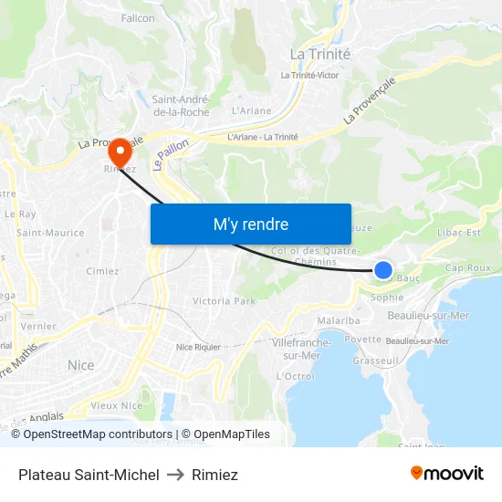 Plateau Saint-Michel to Rimiez map