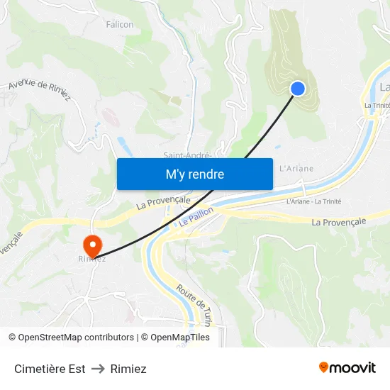 Cimetière Est to Rimiez map