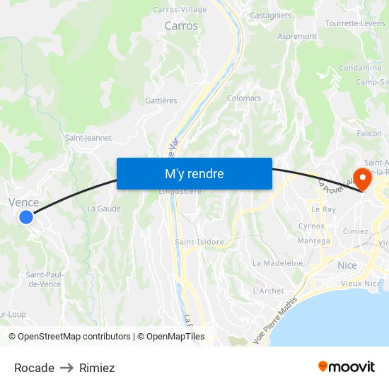 Rocade to Rimiez map
