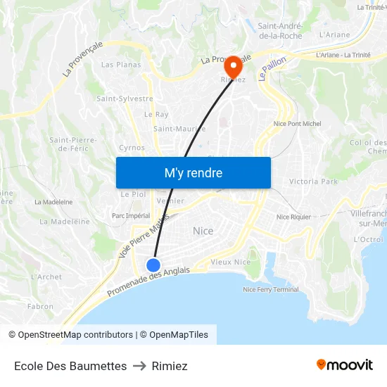 Ecole Des Baumettes to Rimiez map