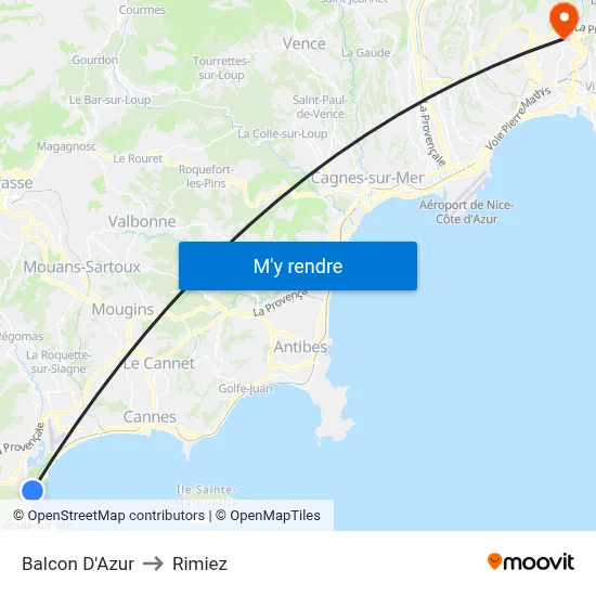 Balcon D'Azur to Rimiez map
