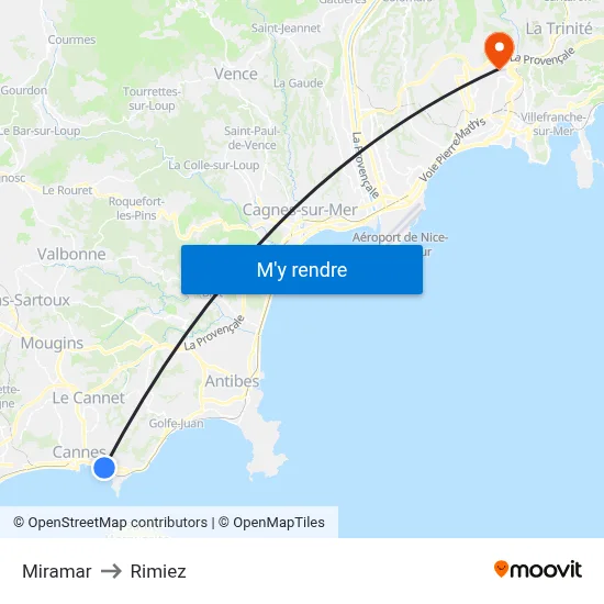 Miramar to Rimiez map
