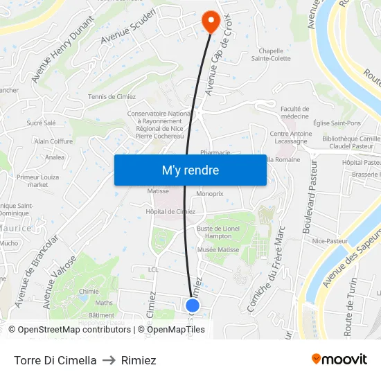 Torre Di Cimella to Rimiez map
