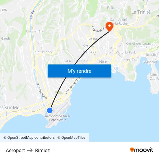 Aéroport to Rimiez map