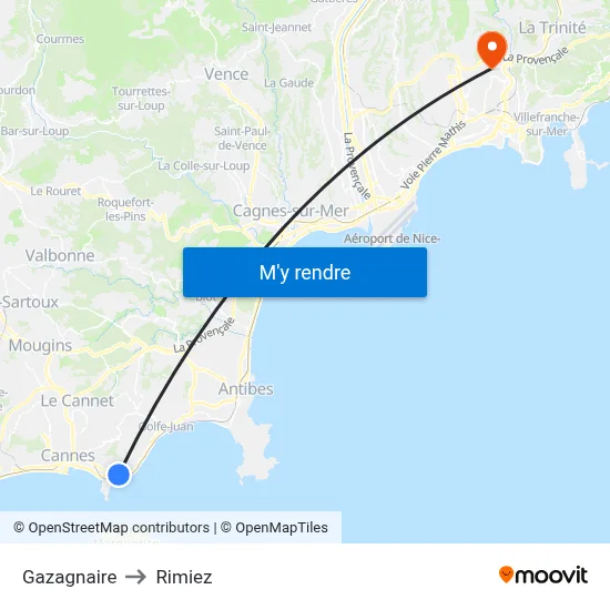 Gazagnaire to Rimiez map