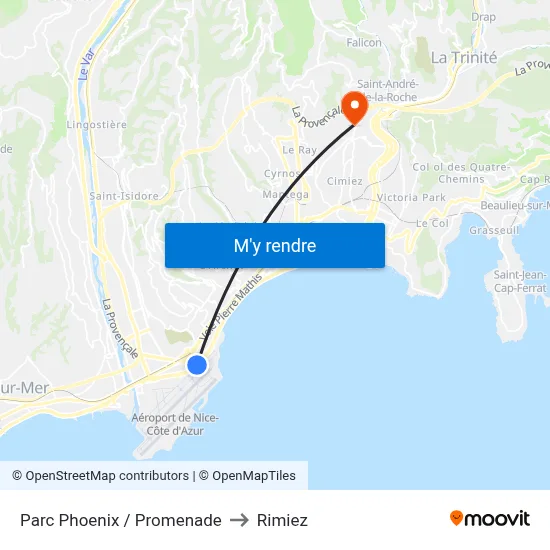 Parc Phoenix / Promenade to Rimiez map