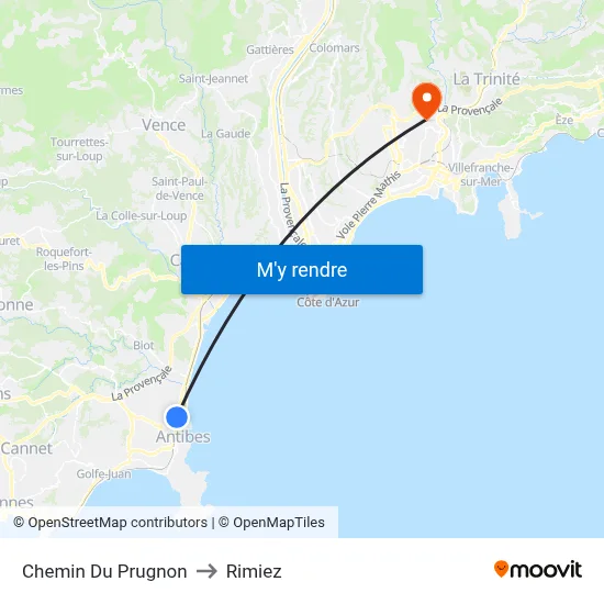 Chemin Du Prugnon to Rimiez map