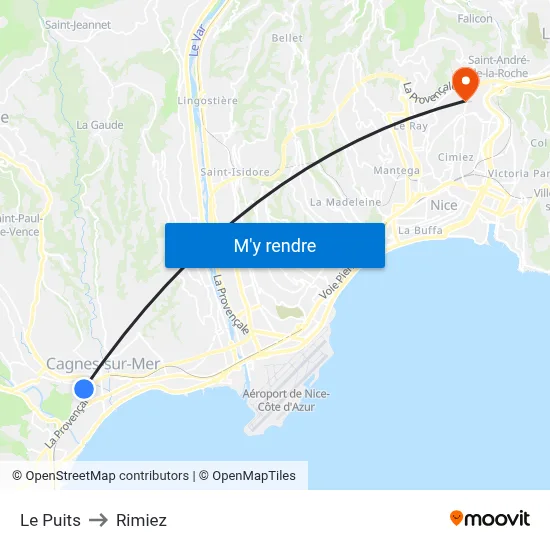 Le Puits to Rimiez map