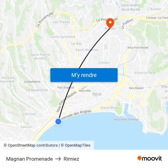 Magnan Promenade to Rimiez map