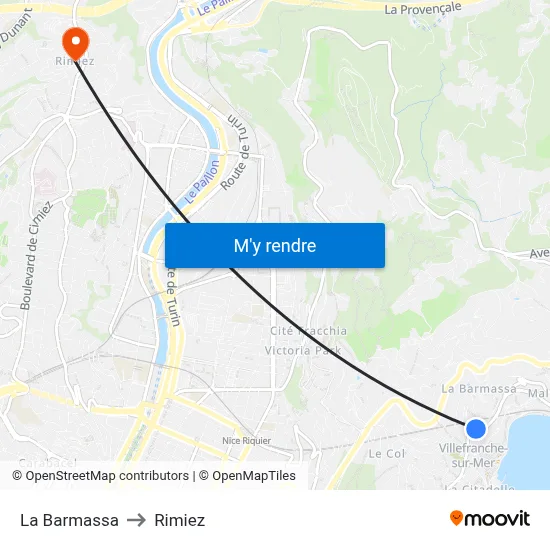 La Barmassa to Rimiez map