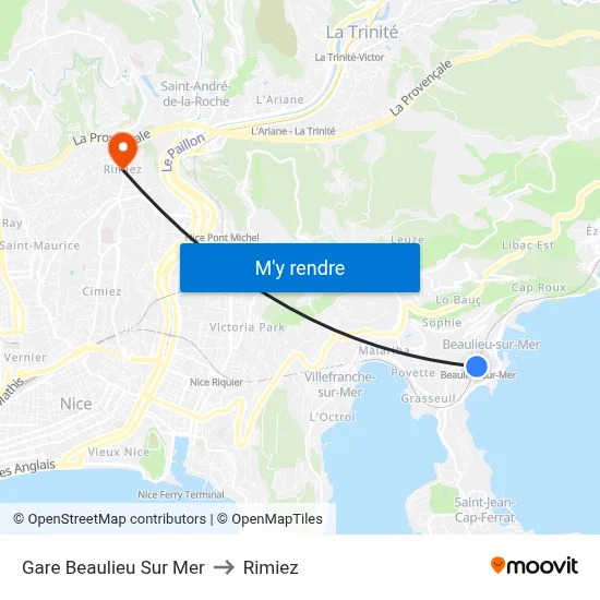 Gare Beaulieu Sur Mer to Rimiez map