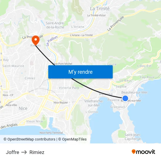 Joffre to Rimiez map