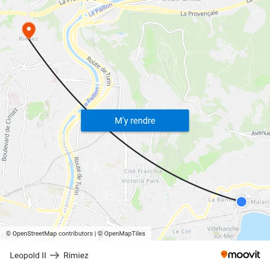 Leopold II to Rimiez map