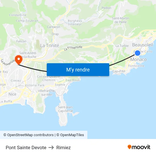 Pont Sainte-Devote to Rimiez map