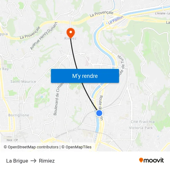 La Brigue to Rimiez map