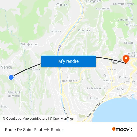 Route De Saint Paul to Rimiez map