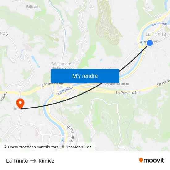 La Trinité to Rimiez map