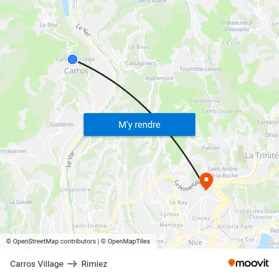 Carros Village to Rimiez map