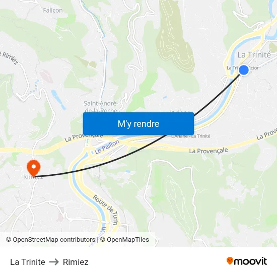 La Trinite to Rimiez map