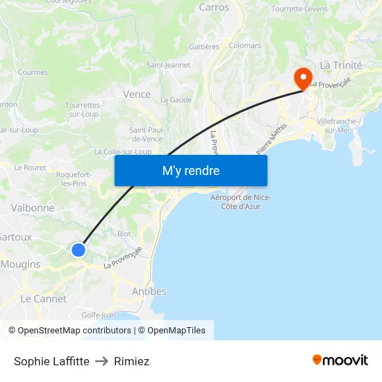 Sophie Laffitte to Rimiez map