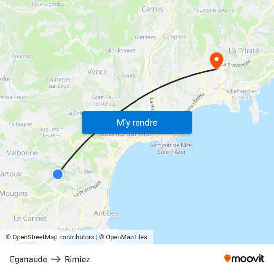 Eganaude to Rimiez map