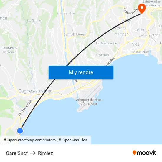 Gare Sncf to Rimiez map