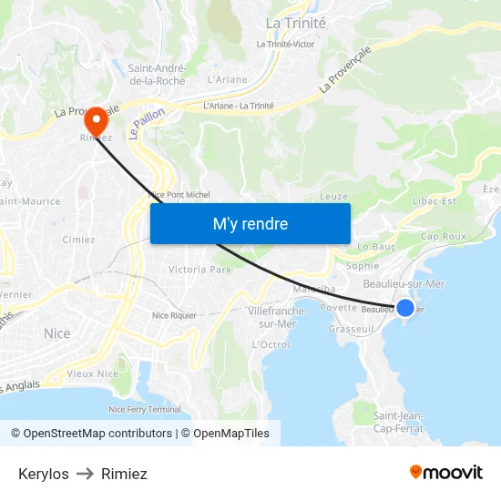 Kerylos to Rimiez map
