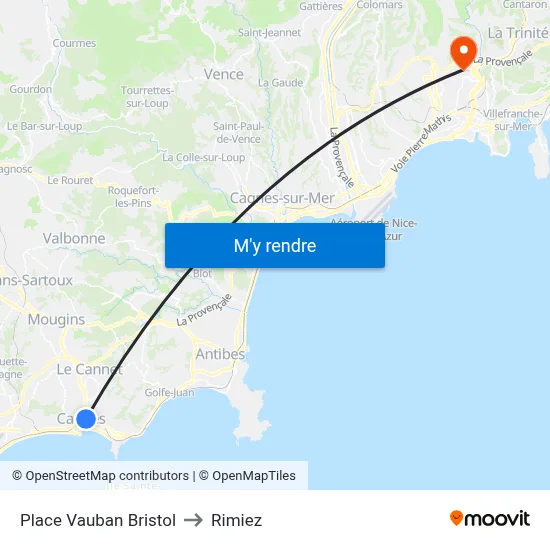 Place Vauban Bristol to Rimiez map