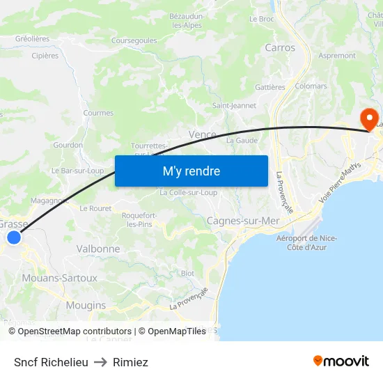 Sncf Richelieu to Rimiez map